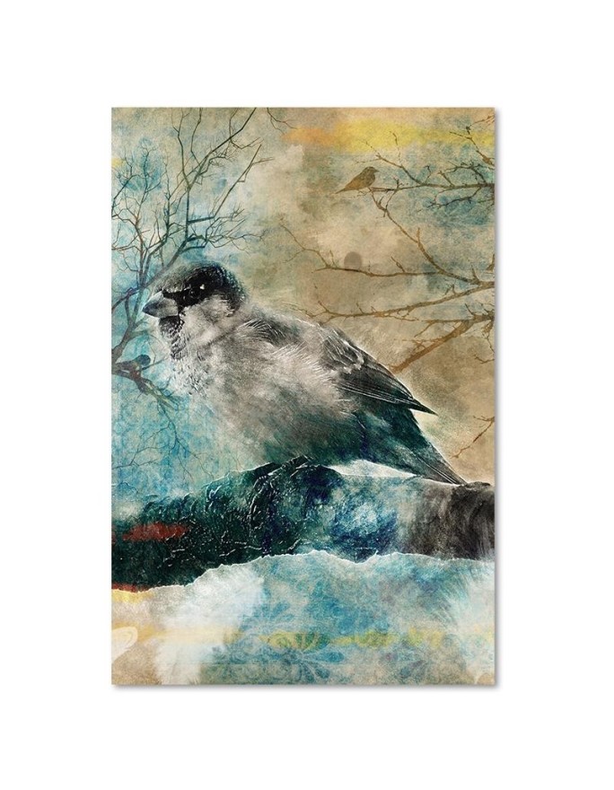 Wall art canvas decoration - Bird on a branch | FEEBY