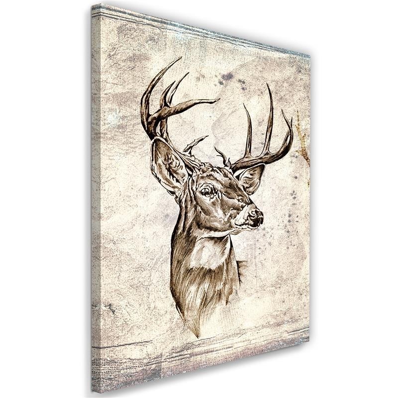 Canvas painting Deer sketch vintage | FEEBY