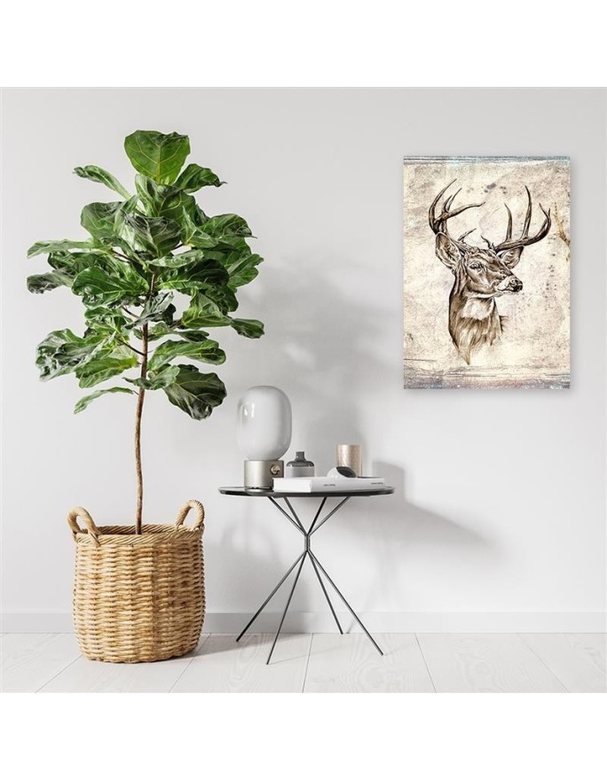 Canvas painting Deer sketch vintage | FEEBY