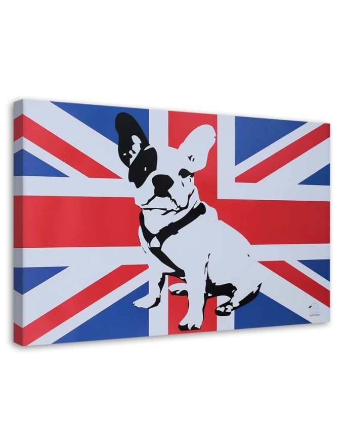 Wall art painting for living room - Bulldog on the background of the English flag | FEEBY