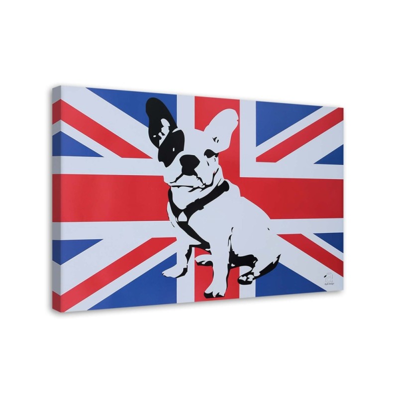 Wall art painting for living room - Bulldog on the background of the English flag | FEEBY