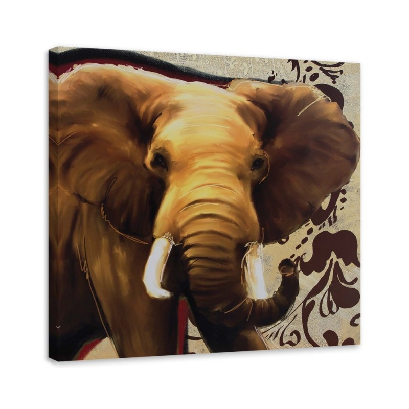 Wall art painting for bedroom - Large elephant with trunk | FEEBY