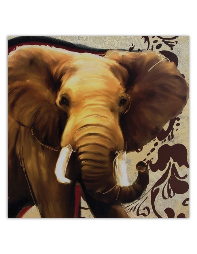 Wall art painting for bedroom - Large elephant with trunk | FEEBY