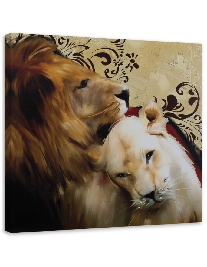 Pair of lions - Wall art decoration for living room | FEEBY