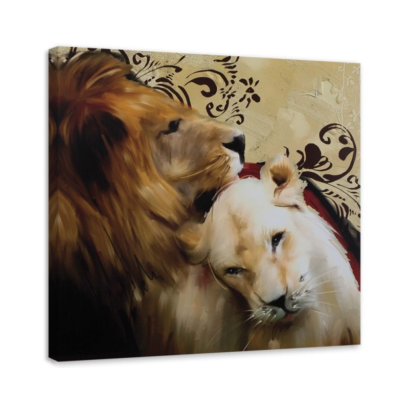 Pair of lions - Wall art decoration for living room | FEEBY