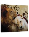 Pair of lions - Wall art decoration for living room | FEEBY