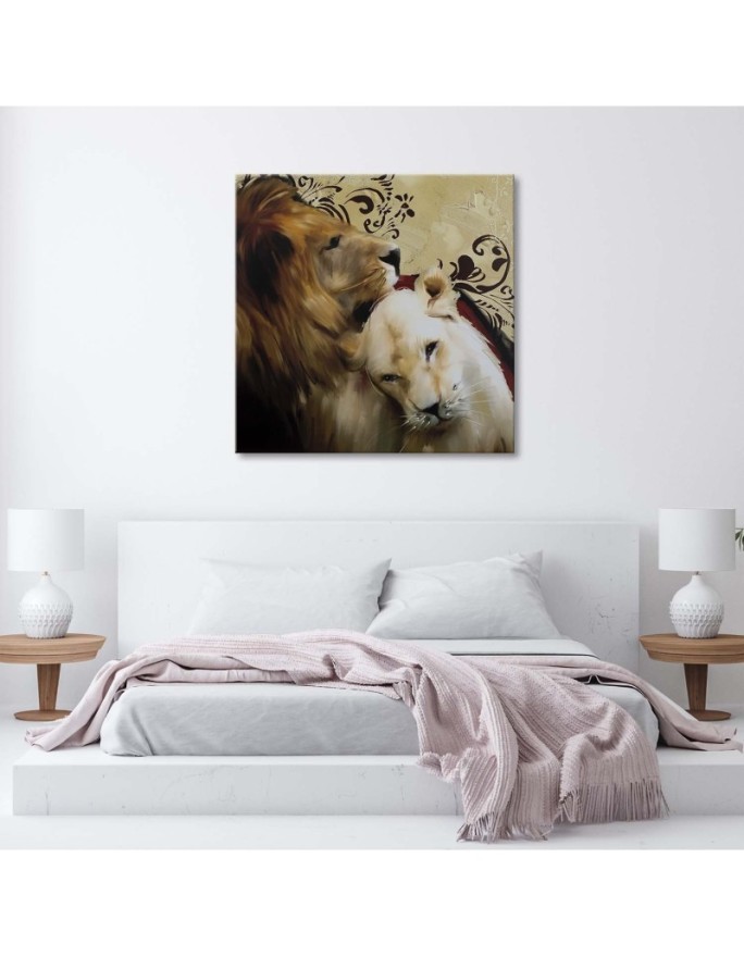 Pair of lions - Wall art decoration for living room | FEEBY