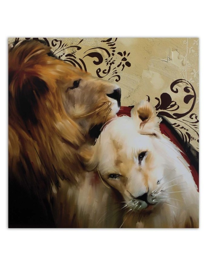 Pair of lions - Wall art decoration for living room | FEEBY