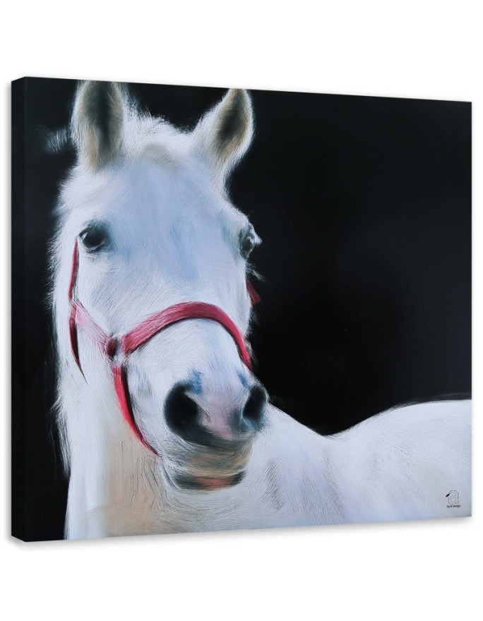 White horse head - Canvas painting for living room | FEEBY