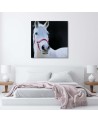 White horse head - Canvas painting for living room | FEEBY