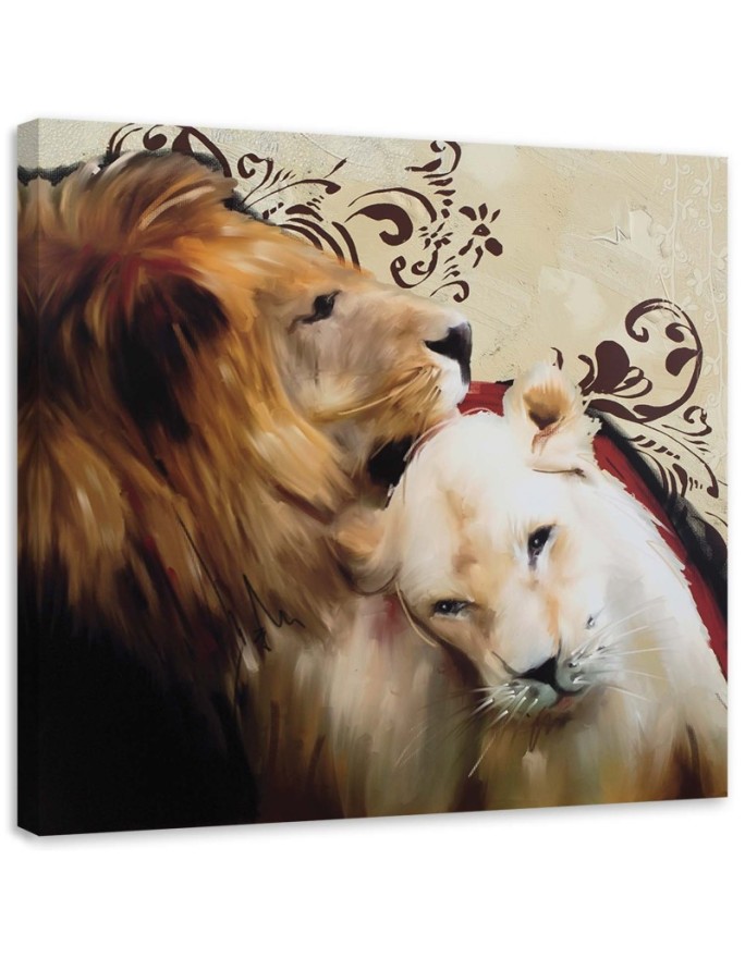 Canvas print Pair of lions...