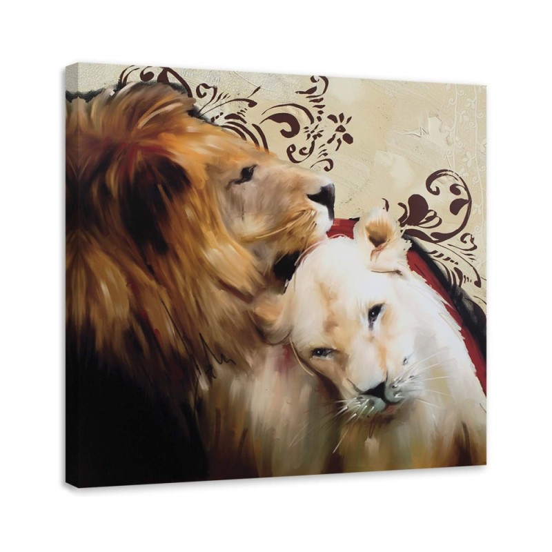 Bedroom decoration - Lions in love - Canvas painting | FEEBY