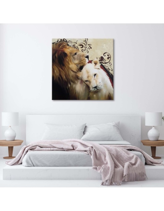 Bedroom decoration - Lions in love - Canvas painting | FEEBY