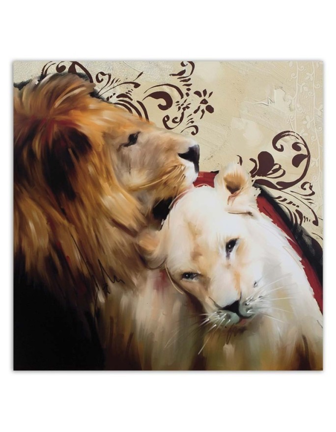 Bedroom decoration - Lions in love - Canvas painting | FEEBY
