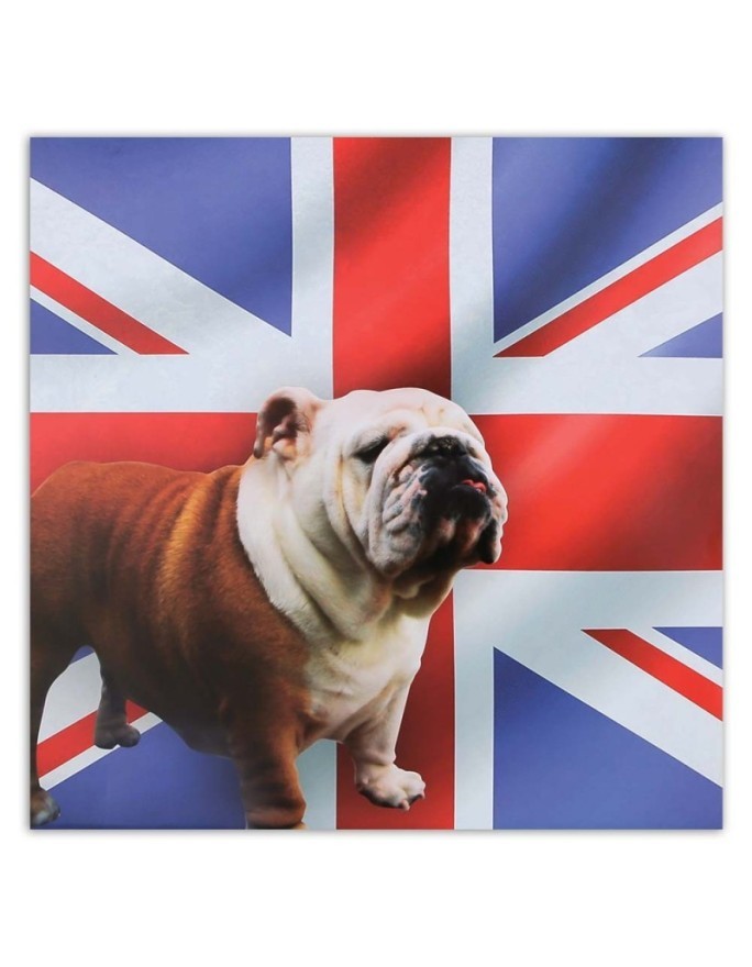 English bulldog on the background of the flag - Canvas painting for the living room | FEEBY