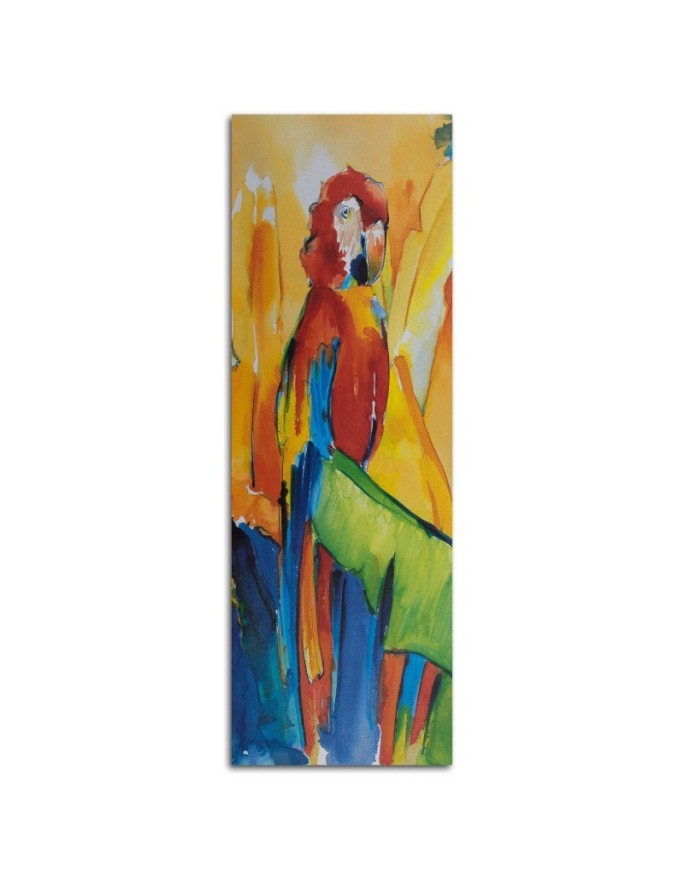 Parrot on a banana leaf - Exotic canvas art painting | FEEBY