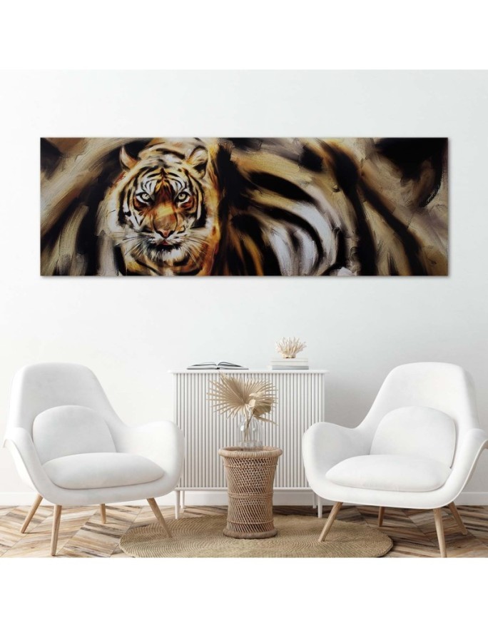 Tiger as hand painted - canvas painting for living room | FEEBY