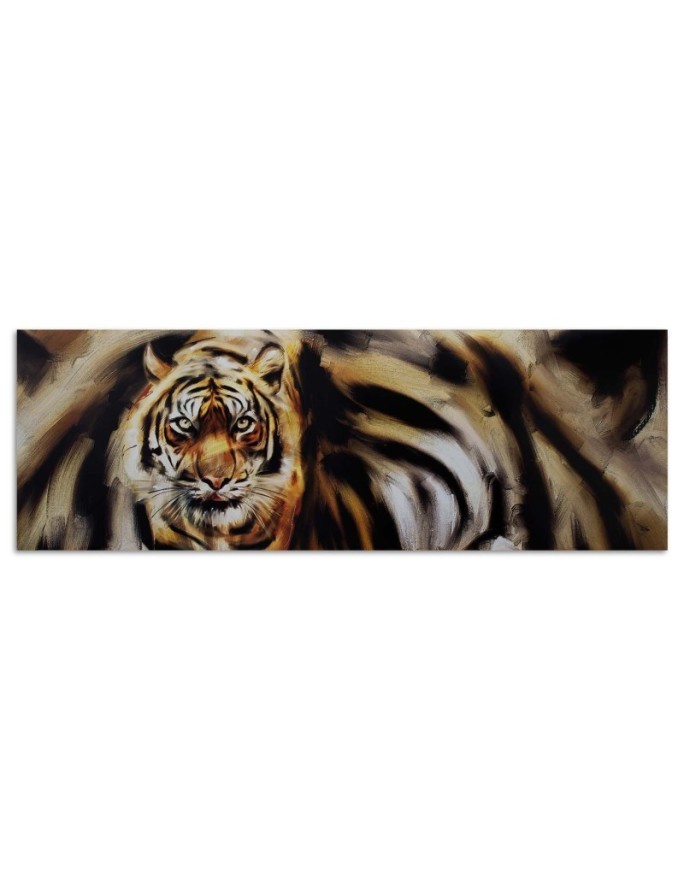 Tiger as hand painted - canvas painting for living room | FEEBY