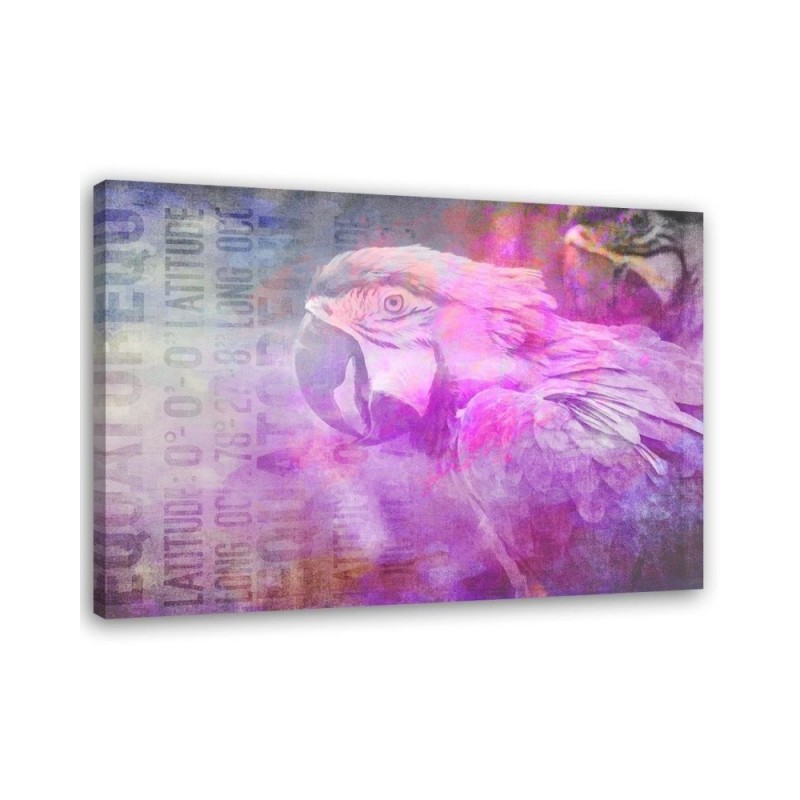 Pink parrot canvas painting - Abstraction | FEEBY