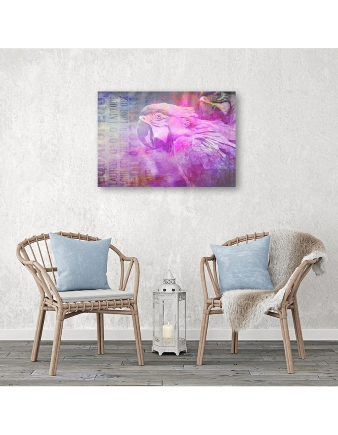 Pink parrot canvas painting - Abstraction | FEEBY