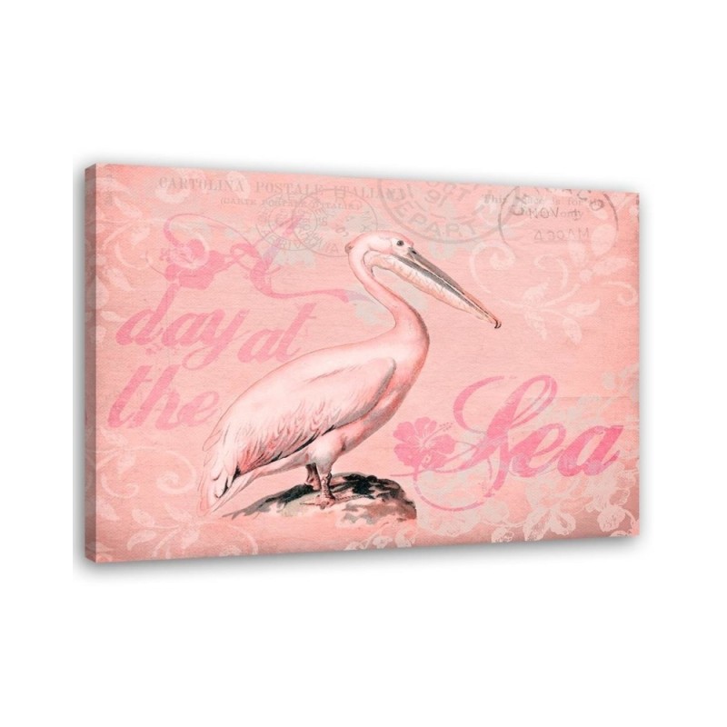 Canvas painting Pelican on pink background by Andrea Haase | FEEBY