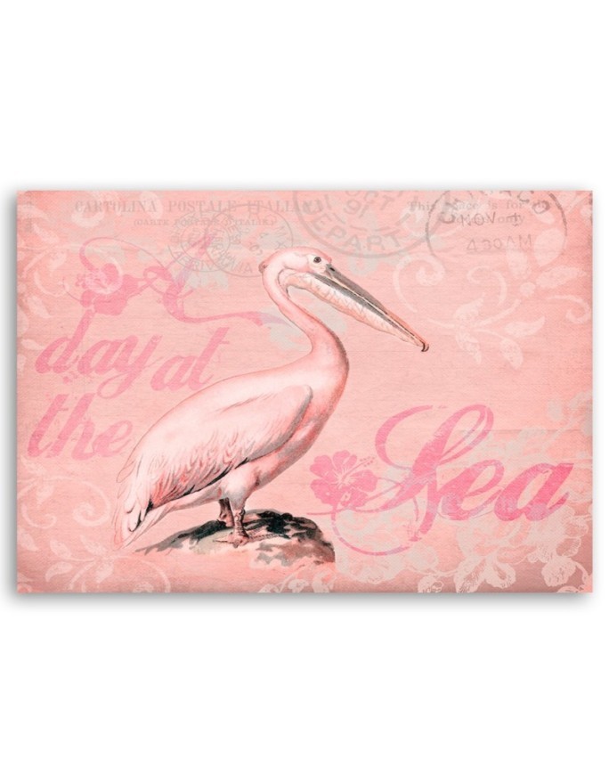 Canvas painting Pelican on pink background by Andrea Haase | FEEBY