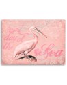 Canvas painting Pelican on pink background by Andrea Haase | FEEBY