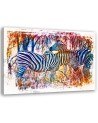 Two colourful zebras - Canvas painting for living room | FEEBY