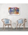 Two colourful zebras - Canvas painting for living room | FEEBY