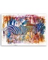 Two colourful zebras - Canvas painting for living room | FEEBY