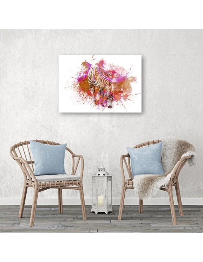 Modern canvas painting for the room - Colourful zebra | FEEBY