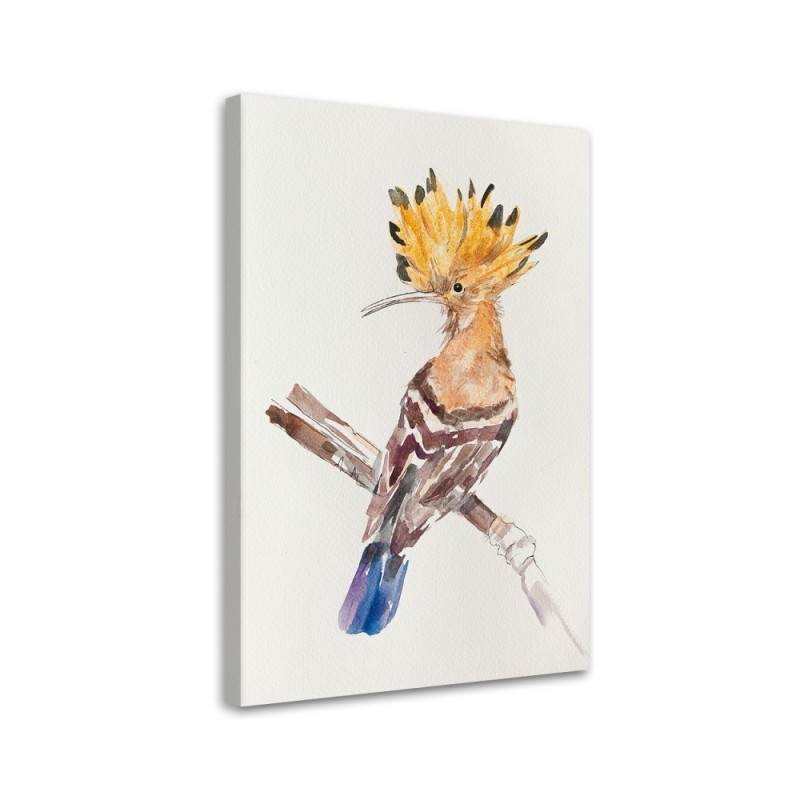 Modern Canvas painting for the bedroom - Hoopoe on a branch | FEEBY