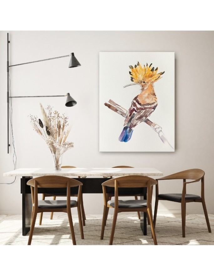 Modern Canvas painting for the bedroom - Hoopoe on a branch | FEEBY