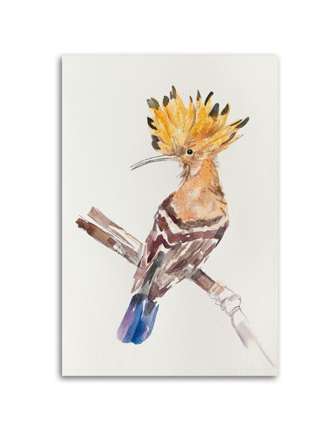 Modern Canvas painting for the bedroom - Hoopoe on a branch | FEEBY