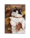Nursery art prints canvas painting - Autumn cat in a scarf | FEEBY