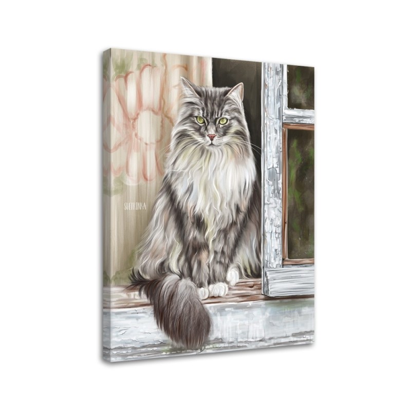 Cat on the windowsill - Living room canvas painting | FEEBY