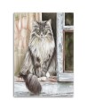 Cat on the windowsill - Living room canvas painting | FEEBY
