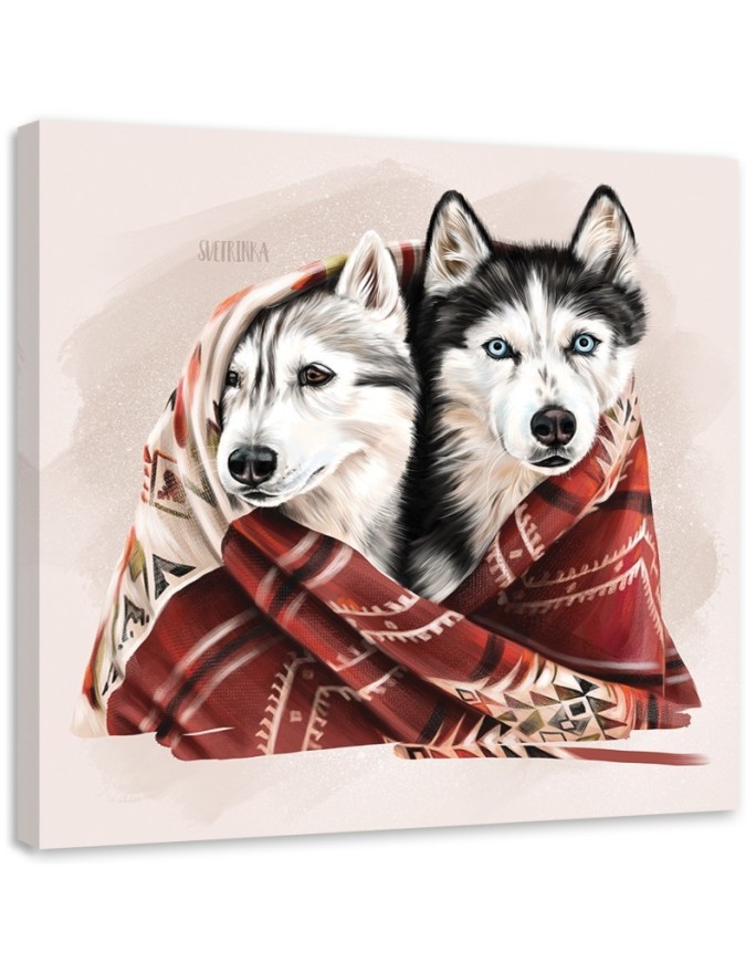 Canvas prints for a child's room - Husky in a winter blanket | FEEBY