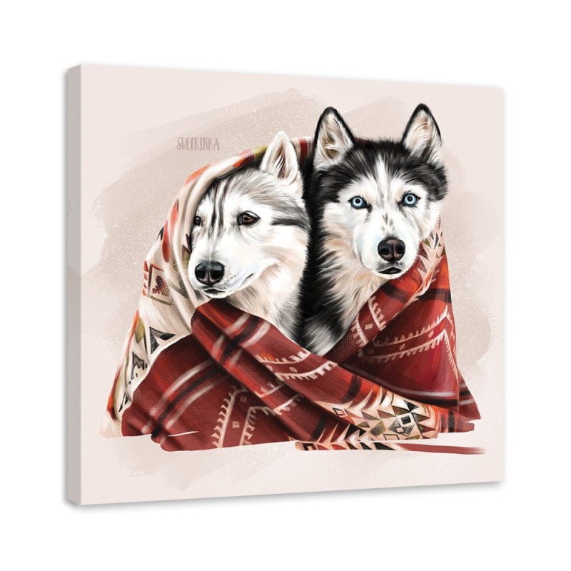 Canvas prints for a child's room - Husky in a winter blanket | FEEBY