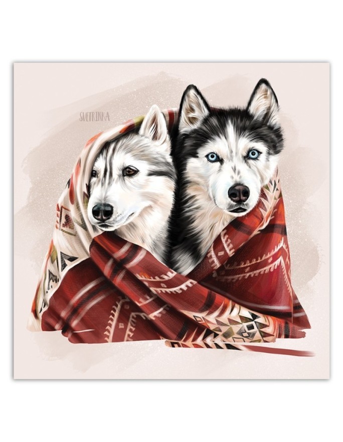 Canvas prints for a child's room - Husky in a winter blanket | FEEBY