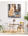 Modern wall Canvas painting - Cat at an exquisite dinner | FEEBY