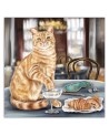 Modern wall Canvas painting - Cat at an exquisite dinner | FEEBY
