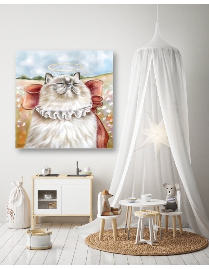 Royal cat in a glade - Modern canvas painting | FEEBY