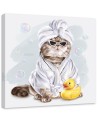 Modern Canvas painting for a child's room - Cat's long bath | FEEBY
