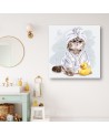 Modern Canvas painting for a child's room - Cat's long bath | FEEBY