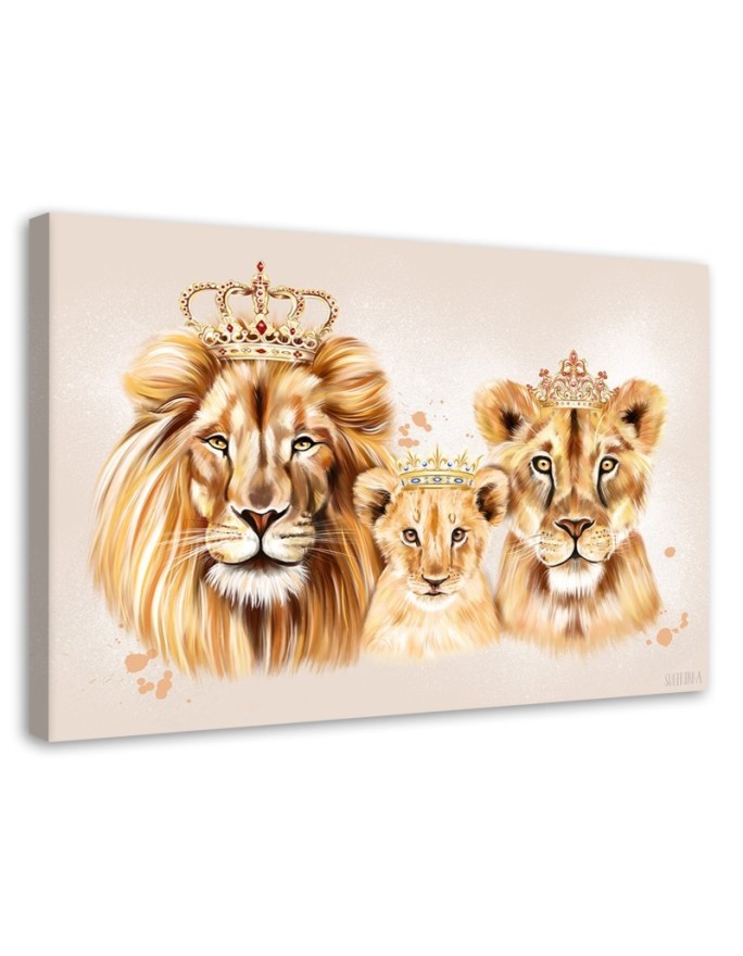 Abstract canvas painting - Royal lion family | FEEBY