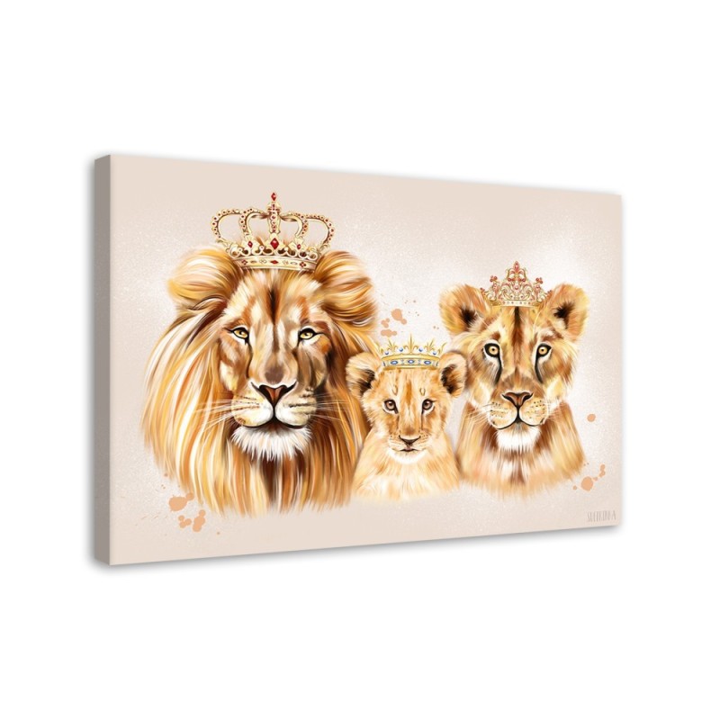 Abstract canvas painting - Royal lion family | FEEBY
