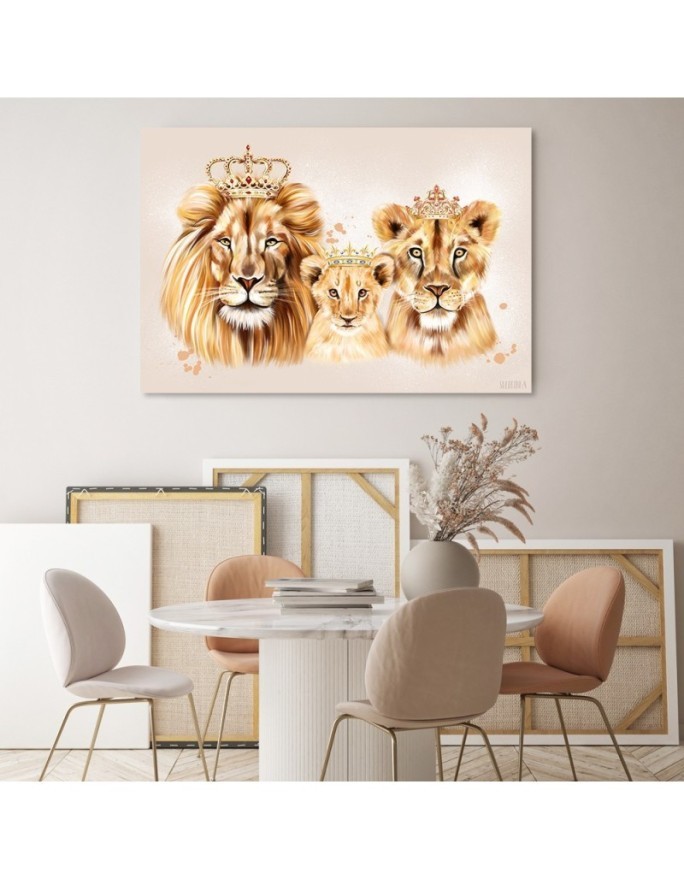 Abstract canvas painting - Royal lion family | FEEBY