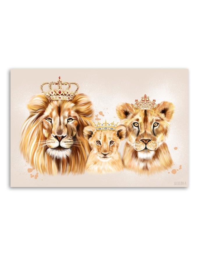 Abstract canvas painting - Royal lion family | FEEBY
