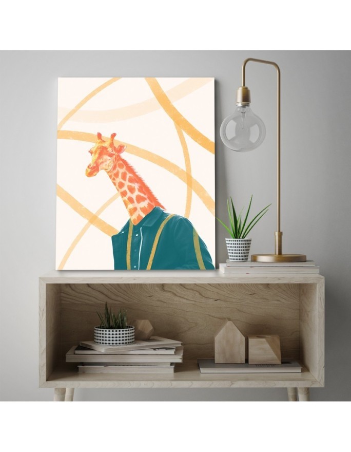 Youth Canvas painting - Giraffe Head Yellow Animal | FEEBY